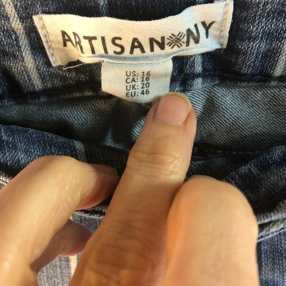 Artisan NY Sz 16 Striped Jeans Cropped 10.5” High Rise Casual Classic Preppy - Picture 10 of 10